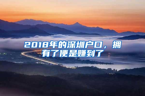 2018年的深圳户口，拥有了便是赚到了