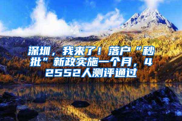 深圳，我来了！落户“秒批”新政实施一个月，42552人测评通过