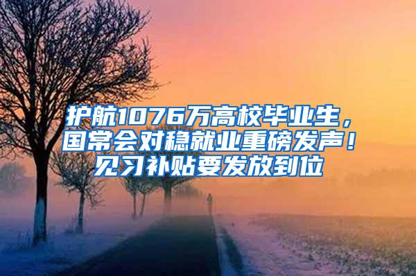 护航1076万高校毕业生，国常会对稳就业重磅发声！见习补贴要发放到位