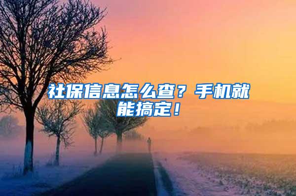 社保信息怎么查？手机就能搞定！