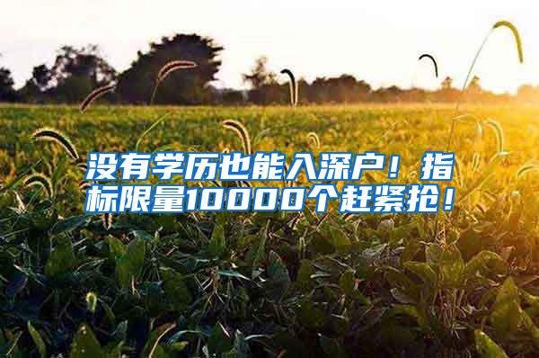 没有学历也能入深户！指标限量10000个赶紧抢！