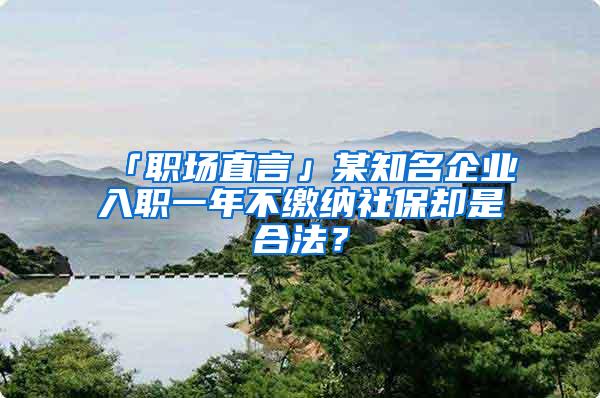 「职场直言」某知名企业入职一年不缴纳社保却是合法？