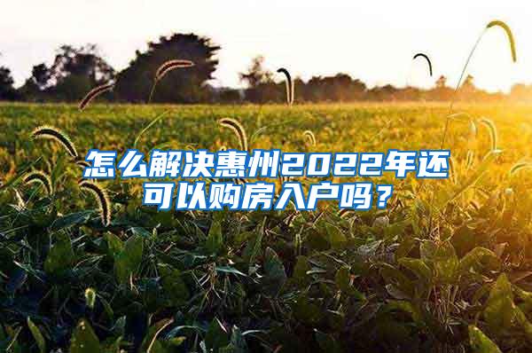 怎么解决惠州2022年还可以购房入户吗？