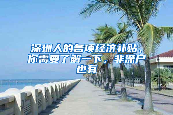 深圳人的各项经济补贴，你需要了解一下，非深户也有