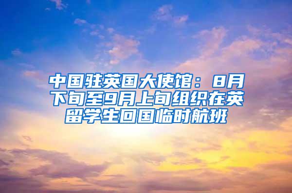 中国驻英国大使馆：8月下旬至9月上旬组织在英留学生回国临时航班