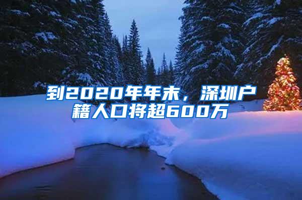 到2020年年末，深圳户籍人口将超600万