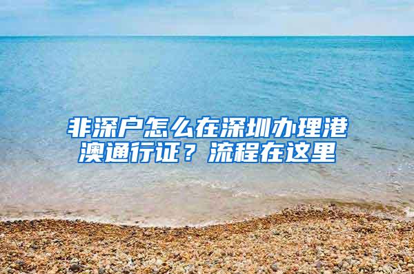 非深户怎么在深圳办理港澳通行证？流程在这里