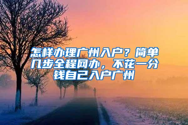 怎样办理广州入户？简单几步全程网办，不花一分钱自己入户广州