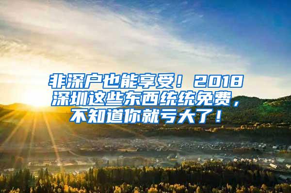 非深户也能享受！2018深圳这些东西统统免费，不知道你就亏大了！