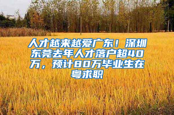 人才越来越爱广东！深圳东莞去年人才落户超40万，预计80万毕业生在粤求职