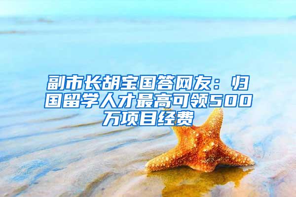 副市长胡宝国答网友：归国留学人才最高可领500万项目经费