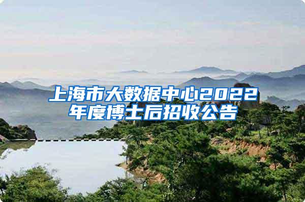 上海市大数据中心2022年度博士后招收公告