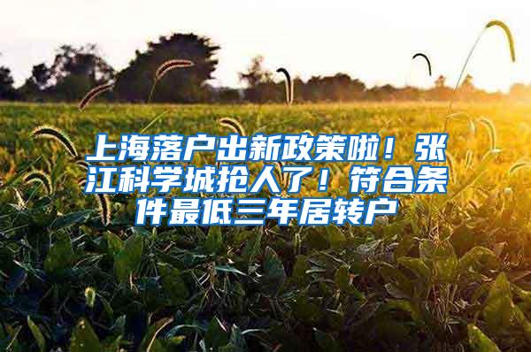 上海落户出新政策啦！张江科学城抢人了！符合条件最低三年居转户