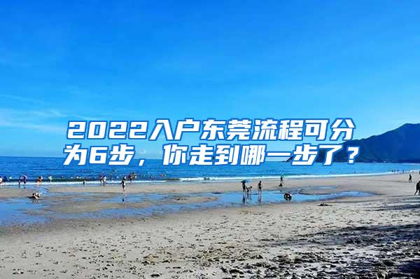 2022入户东莞流程可分为6步，你走到哪一步了？