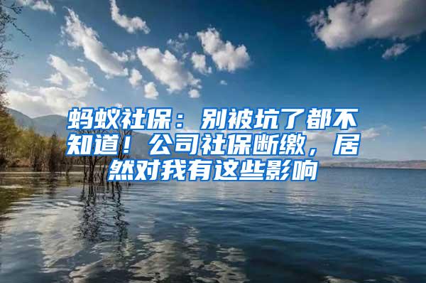 蚂蚁社保：别被坑了都不知道！公司社保断缴，居然对我有这些影响