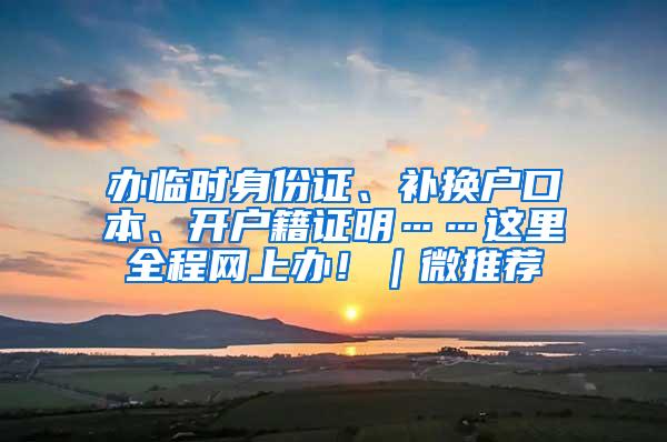 办临时身份证、补换户口本、开户籍证明……这里全程网上办！｜微推荐