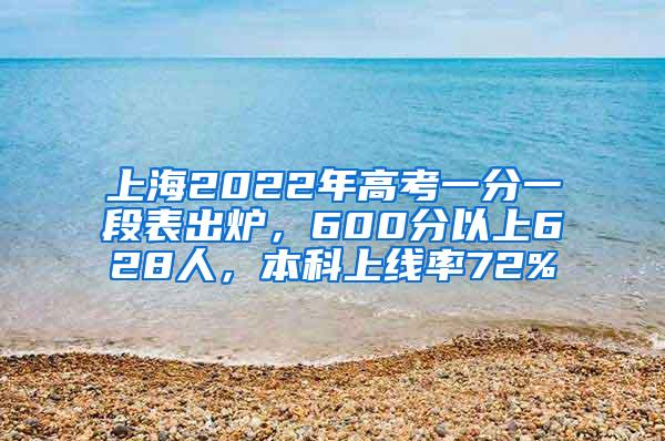 上海2022年高考一分一段表出炉，600分以上628人，本科上线率72%