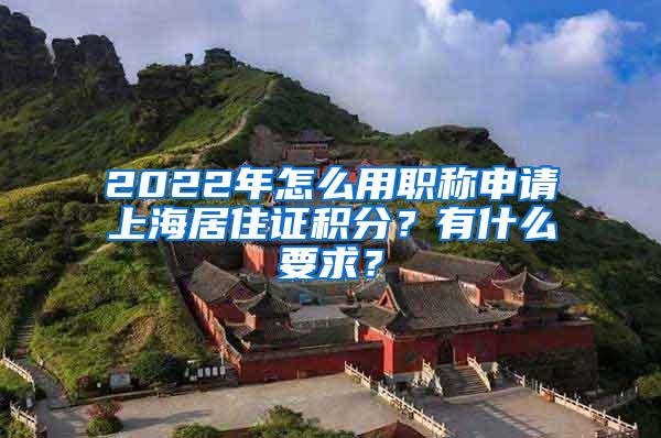 2022年怎么用职称申请上海居住证积分？有什么要求？