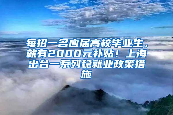 每招一名应届高校毕业生，就有2000元补贴！上海出台一系列稳就业政策措施