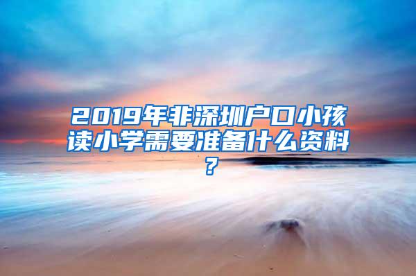 2019年非深圳户口小孩读小学需要准备什么资料？