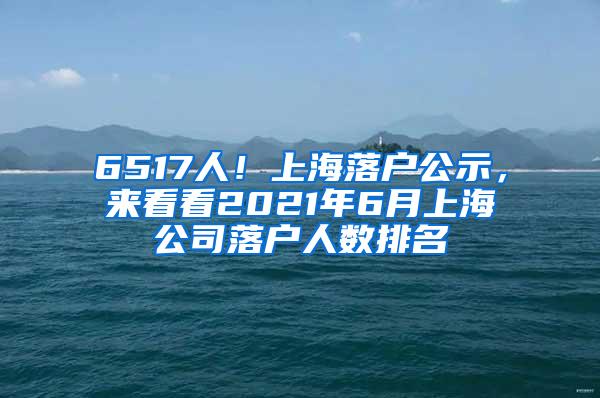 6517人！上海落户公示，来看看2021年6月上海公司落户人数排名