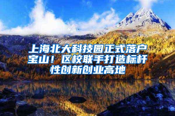 上海北大科技园正式落户宝山！区校联手打造标杆性创新创业高地