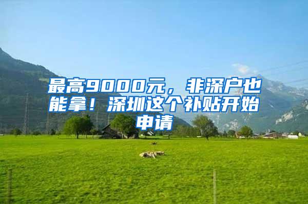 最高9000元，非深户也能拿！深圳这个补贴开始申请