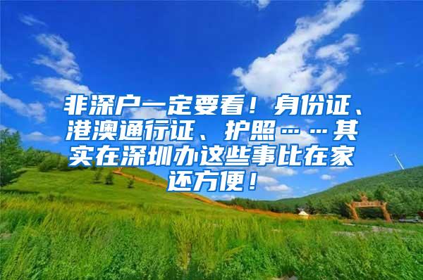 非深户一定要看！身份证、港澳通行证、护照……其实在深圳办这些事比在家还方便！