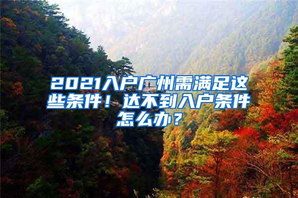 2021入户广州需满足这些条件！达不到入户条件怎么办？