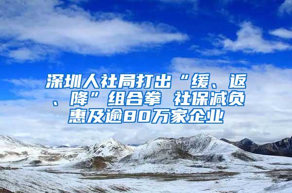 深圳人社局打出“缓、返、降”组合拳 社保减负惠及逾80万家企业