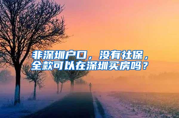 非深圳户口，没有社保，全款可以在深圳买房吗？