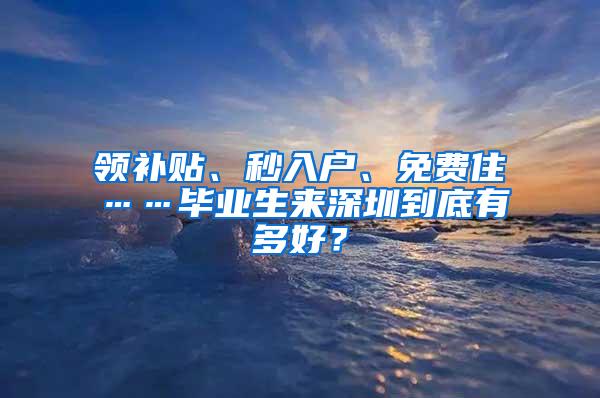 领补贴、秒入户、免费住……毕业生来深圳到底有多好？