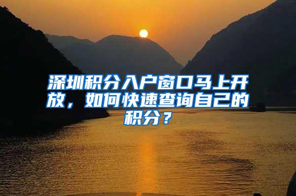 深圳积分入户窗口马上开放，如何快速查询自己的积分？