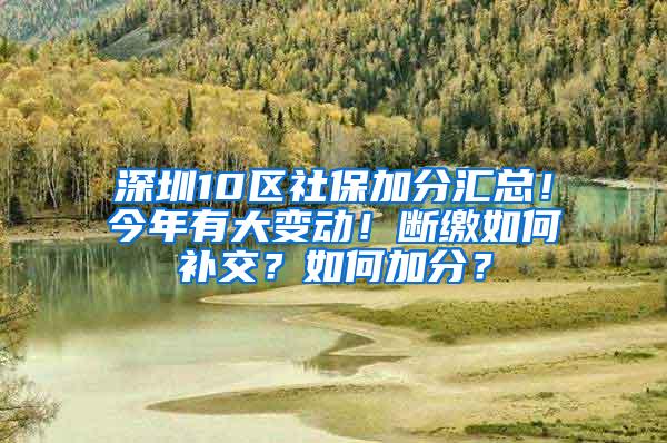 深圳10区社保加分汇总！今年有大变动！断缴如何补交？如何加分？