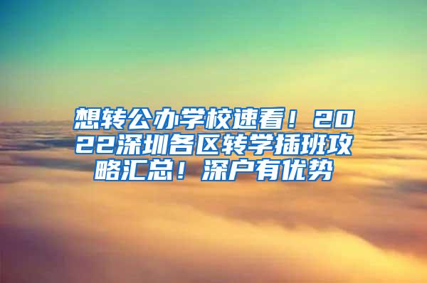 想转公办学校速看！2022深圳各区转学插班攻略汇总！深户有优势