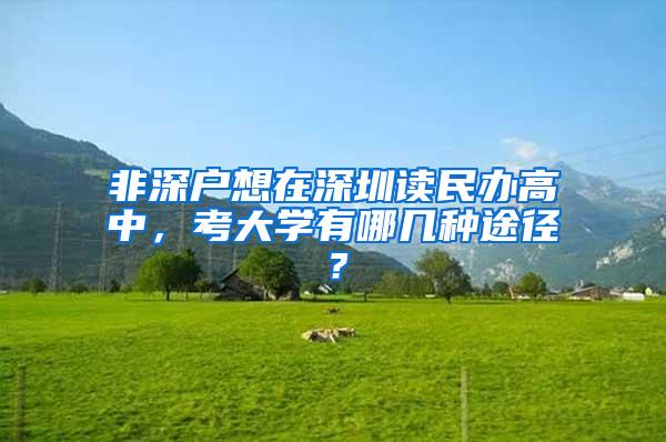 非深户想在深圳读民办高中，考大学有哪几种途径？