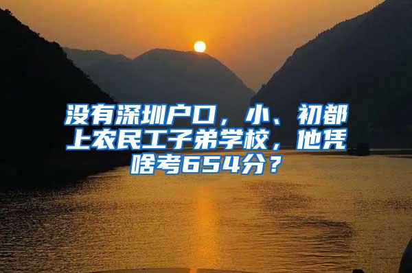 没有深圳户口，小、初都上农民工子弟学校，他凭啥考654分？