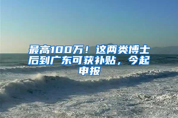 最高100万！这两类博士后到广东可获补贴，今起申报