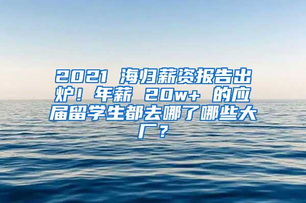 2021 海归薪资报告出炉！年薪 20w+ 的应届留学生都去哪了哪些大厂？