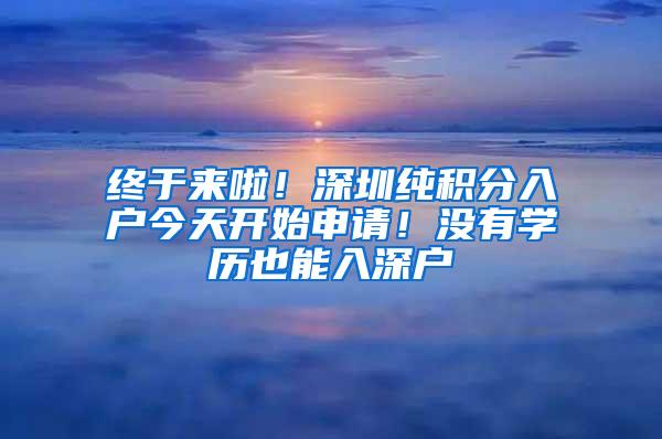 终于来啦！深圳纯积分入户今天开始申请！没有学历也能入深户