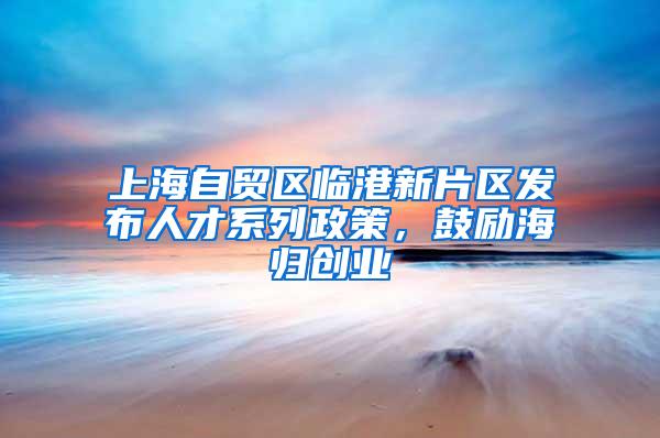 上海自贸区临港新片区发布人才系列政策，鼓励海归创业