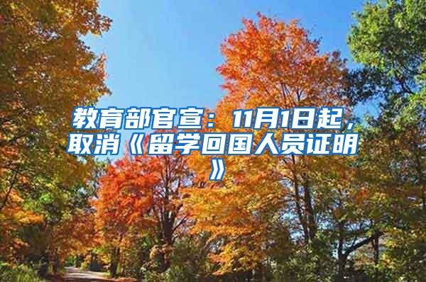 教育部官宣：11月1日起，取消《留学回国人员证明》