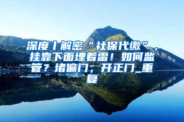 深度丨解密“社保代缴”，挂靠下面埋着雷！如何监管？堵偏门，开正门_重复