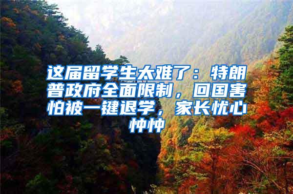 这届留学生太难了：特朗普政府全面限制，回国害怕被一键退学，家长忧心忡忡