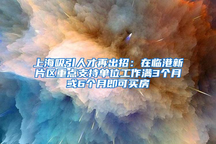 上海吸引人才再出招：在临港新片区重点支持单位工作满3个月或6个月即可买房