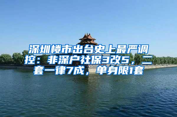 深圳楼市出台史上最严调控：非深户社保3改5，二套一律7成，单身限1套