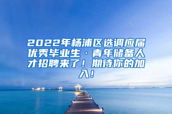 2022年杨浦区选调应届优秀毕业生·青年储备人才招聘来了！期待你的加入！