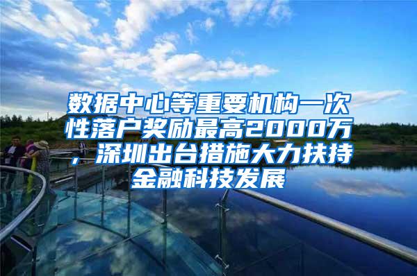 数据中心等重要机构一次性落户奖励最高2000万，深圳出台措施大力扶持金融科技发展