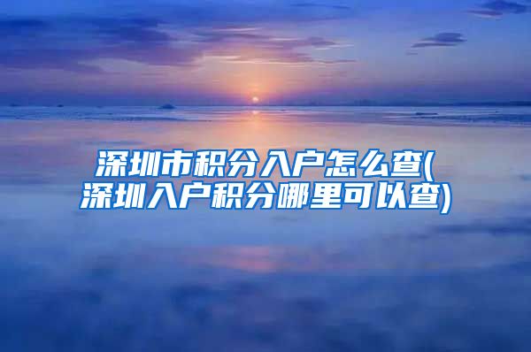 深圳市积分入户怎么查(深圳入户积分哪里可以查)