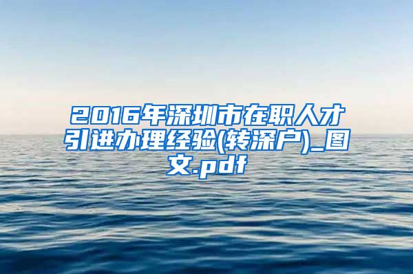 2016年深圳市在职人才引进办理经验(转深户)_图文.pdf